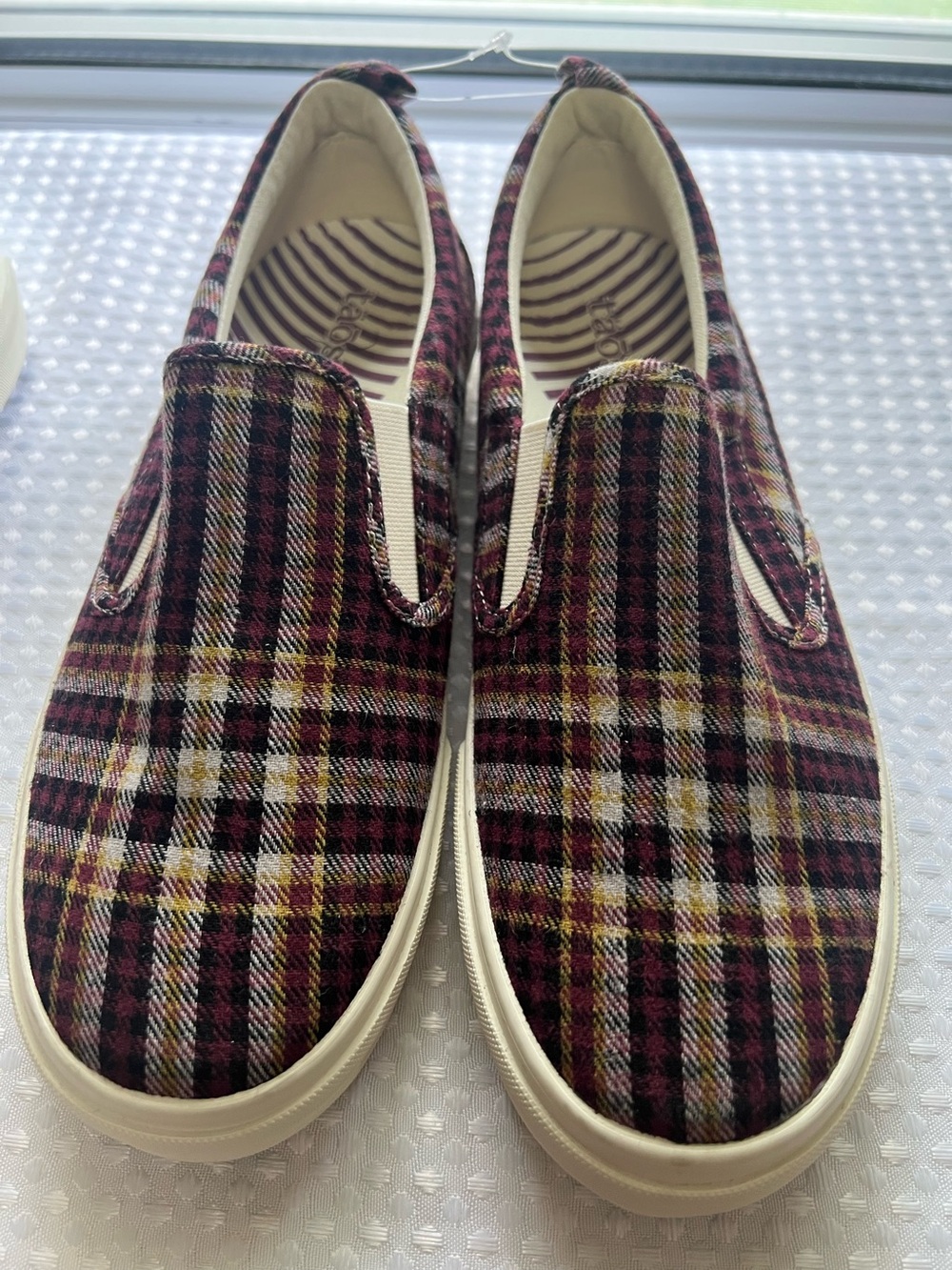 Taos Footwear Burgundy Plaid Slip-On Loafers